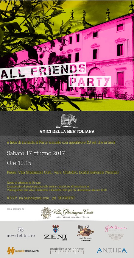 Amici della Bertoliana All Friends Party social media comunicazione 2017 biblioteca bertoliana