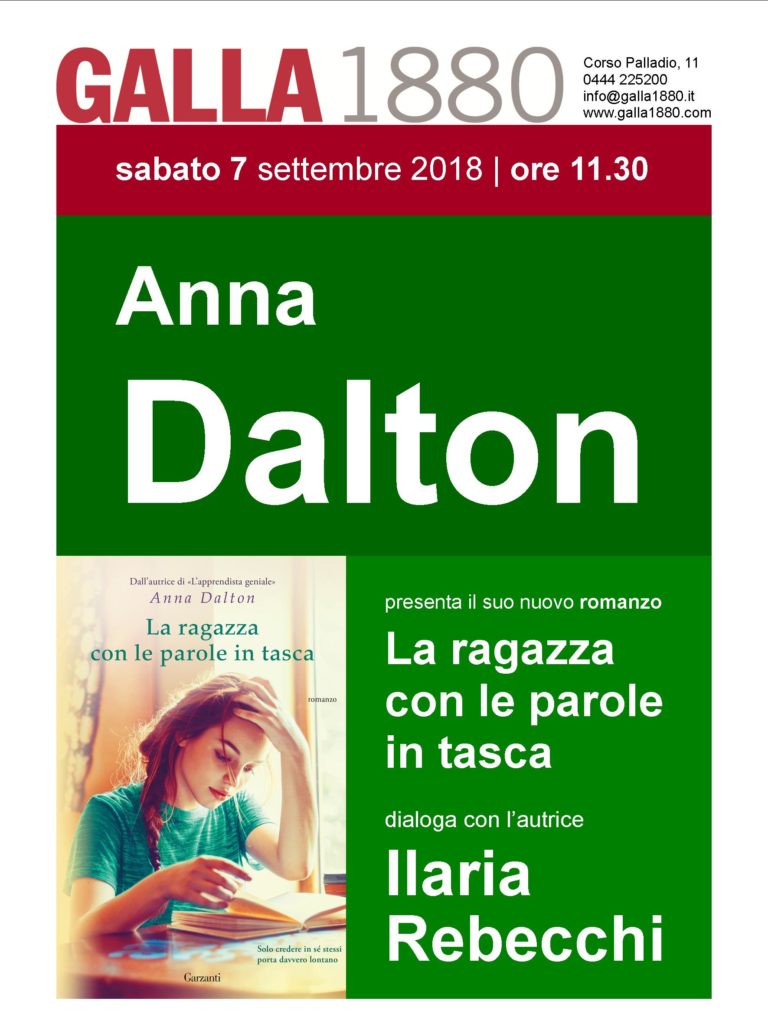 nuovo libro di anna dalton la ragazza con le parole in tasca libreria galla vicenza ilaria rebecchi gatte vicentine donne vicenza donne veneto scrittrice veneta arzignano talenti creativity veneto